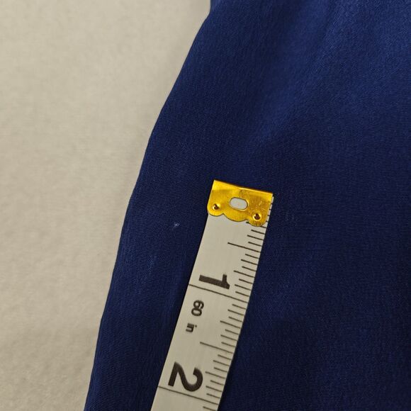 AKA New York Gold Lace Collar Blue Silk Blouse Size S Ornate Statement Regency - Picture 14 of 14